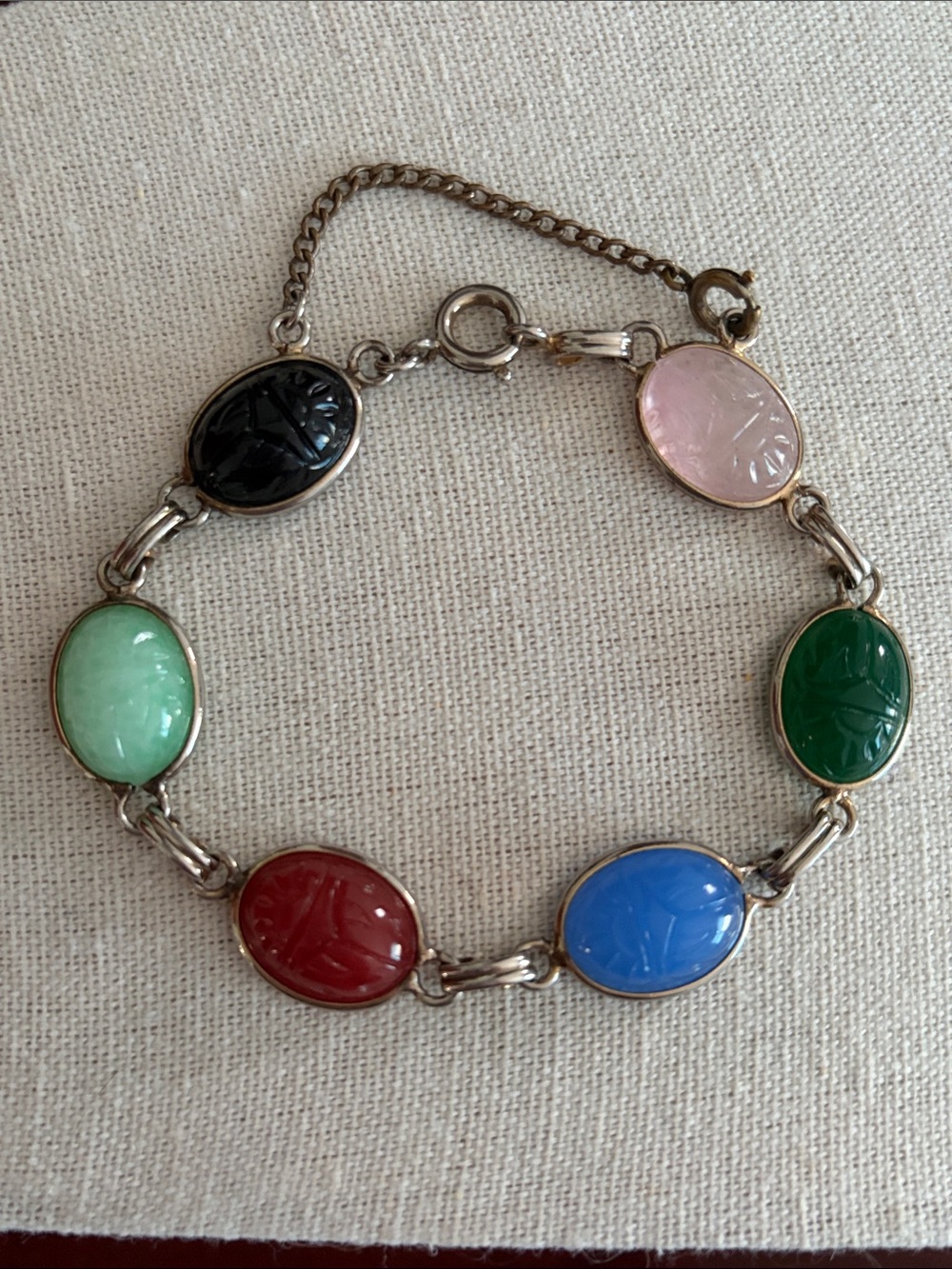 Vintage Silvertone Scarab Bracelet